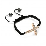 Zdjęcie - Bransoletka shambala z krzyżem rose gold 18-21cm
